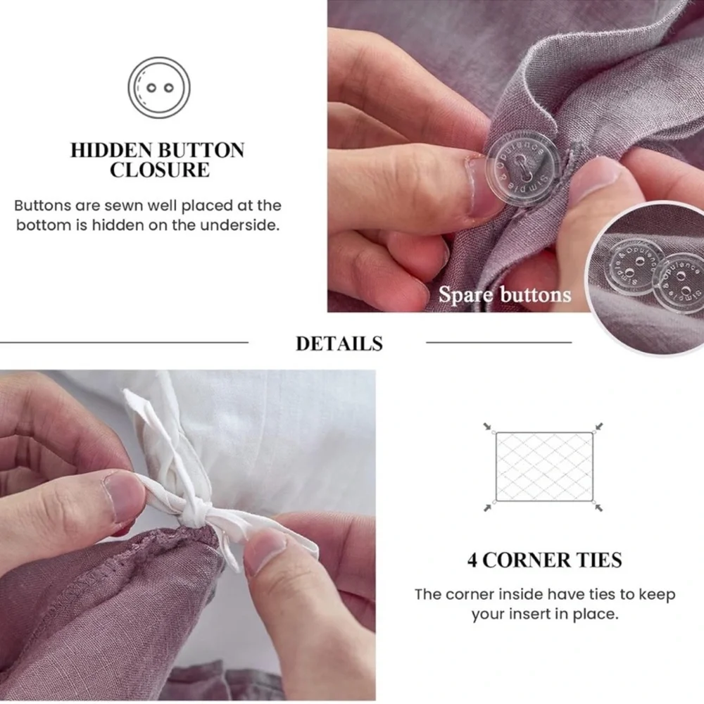 🆕 Luxury 100% Linen Ruffle Duvet Cover Set in QUEEN